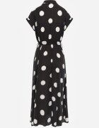 unigirl Rochie evazată din viscoză cu croi retro de cămașă cu puncte Cosmeos Neagră