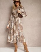 unigirl Rochie Maro din vâscoză tip cămașă cu imprimeu crocodil și curea Daivanna