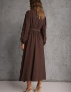 unigirl Rochie Maro Evazată din Viscoză cu Centură cu Cataramă Orille