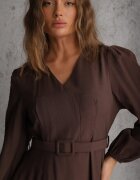 unigirl Rochie Maro Evazată din Viscoză cu Centură cu Cataramă Orille