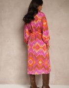 unigirl Rochie Midi Fucsia cu Croială Tip Cămașă Decorată cu Model Etnic Thailven