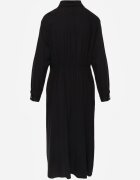 unigirl Rochie Neagra camasa din Vascoza cu Drapaj Asimetric si Nasture Hetasa