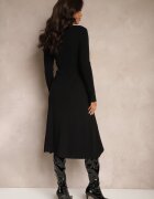 unigirl Rochie Neagră Cloș din Viscoză cu Imitație de Buzunare și Nasturi Izadria