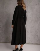 unigirl Rochie Neagră Plisată din Viscoză Decorată cu Fundă Farrive