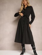 unigirl Rochie Neagră Tip cămașă Cambrată cu poale evazate Nereira