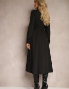 unigirl Rochie Neagră Tip cămașă Cambrată cu poale evazate Nereira