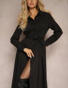 unigirl Rochie Neagră Tip cămașă Cambrată cu poale evazate Nereira