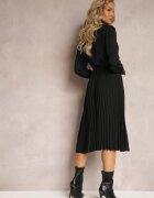 unigirl Rochie Neagră Tip cămașă cu curea și tiv plisat Walisa