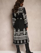 unigirl Rochie Neagră tip cămașă cu viscoză cu imprimeuri Aztece Averisa
