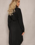 unigirl Rochie Neagră Tip Cămașă Mini Din Bumbac Zenata