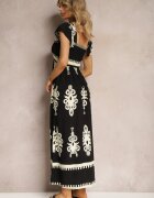 unigirl Rochie Neagră Vâscoză Boho cu Volane și Elastic în Talie cu Bretele Late Dreria