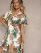 unigirl Rochie petrecută Verde cu Viscoză și Imprimeu Abstract Feledia