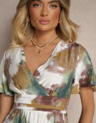 unigirl Rochie petrecută Verde cu Viscoză și Imprimeu Abstract Feledia