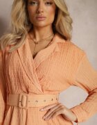 unigirl Rochie Portocalie Evazată cu curea și decolteu petrecut Tifena