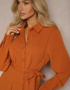 unigirl Rochie portocalie tip cămașă cambrată cu fustă cloș Nereira