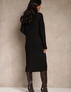 unigirl Rochie Pulover Neagră din Viscoză Decorată cu Broșă Metalică Titavea