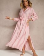 unigirl Rochie Roz tip cămașă cu viscoză Decorată cu centură Cleonira
