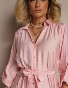 unigirl Rochie Roz tip cămașă cu viscoză Decorată cu centură Cleonira