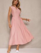 unigirl Rochie roze evazată din viscoză Lirune