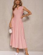 unigirl Rochie roze evazată din viscoză Lirune