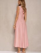 unigirl Rochie roze evazată din viscoză Lirune