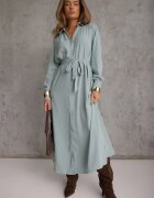unigirl Rochie tip cămașă casual albastră cu nasturi și buzunare Jezebel
