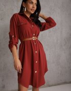unigirl Rochie tip cămașă Grena Decorată cu curea și cu mâneci reglabile Esaviona