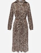 unigirl Rochie tip cămașă Maro cu imprimeu leopard cu cordon Ramalli
