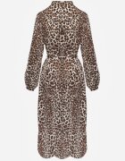 unigirl Rochie tip cămașă Maro cu imprimeu leopard cu cordon Ramalli