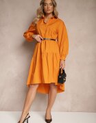 unigirl Rochie tip cămașă Portocalie evazată din Bumbac Paniell