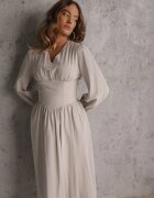 unigirl Rochie Tip corset Bej din viscoză cu nasturi și mâneci bufante Ahlite