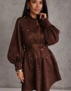 unigirl Rochie Utility cu croială de cămașă din piele întoarsă sintetică Wirette Maro