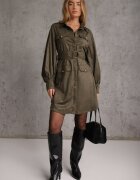 unigirl Rochie Utility cu croială de cămașă din piele întoarsă sintetică Wirette Verde închis