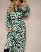 unigirl Rochie Verde Cloș Tip cămașă cu Imprimeu Fantezie Alendia