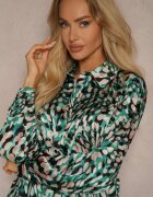 unigirl Rochie Verde Cloș Tip cămașă cu Imprimeu Fantezie Alendia