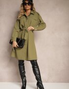 unigirl Rochie Verde în Stil Cămașă cu Curea și Nasturi Eleganți Torlina
