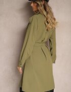 unigirl Rochie Verde în Stil Cămașă cu Curea și Nasturi Eleganți Torlina