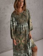 unigirl Rochie Verde Maxi Boho cu Mânecă Bufantă și Tiv Cloș Veltiana