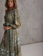 unigirl Rochie Verde Maxi Boho cu Mânecă Bufantă și Tiv Cloș Veltiana