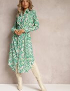 unigirl Rochie Verde Modelată cu Guler și Curea Suplimentară Verenice