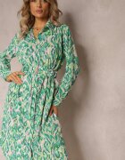 unigirl Rochie Verde Modelată cu Guler și Curea Suplimentară Verenice