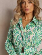unigirl Rochie Verde Modelată cu Guler și Curea Suplimentară Verenice