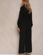 unigirl Salopetă Negră Lungă stil Utility Legată în talie Daneloria