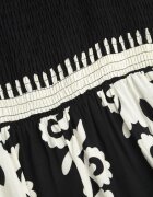unigirl Salopetă Negru-Bej Vâscoză cu decolteu încrețit cu bretele cu pantaloni lungi Amperia