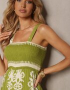 unigirl Salopetă Verde din viscoză cu decolteu încrețit și bretele cu pantaloni lungi Amperia