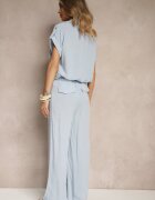 unigirl Set Albastru din Vascoză Pantaloni și Cămașă Ornat cu Buzunare Rinalienna