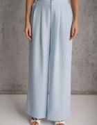 unigirl Set costum albastru din viscoză Pantaloni Wide Leg și Vestă cu curea Elyenryl