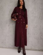 unigirl Set de tricot cu vâscoză închis cu nasturi aurii Gameria Bordo