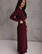 unigirl Set de tricot cu vâscoză închis cu nasturi aurii Gameria Bordo