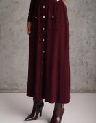 unigirl Set de tricot cu vâscoză închis cu nasturi aurii Gameria Bordo